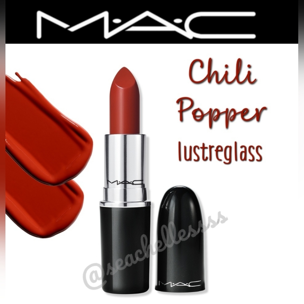 Mac Lustreglass Sheer Shine Lipstick Chili Popper Brand New in Box Authentic - Picture 2 of 13